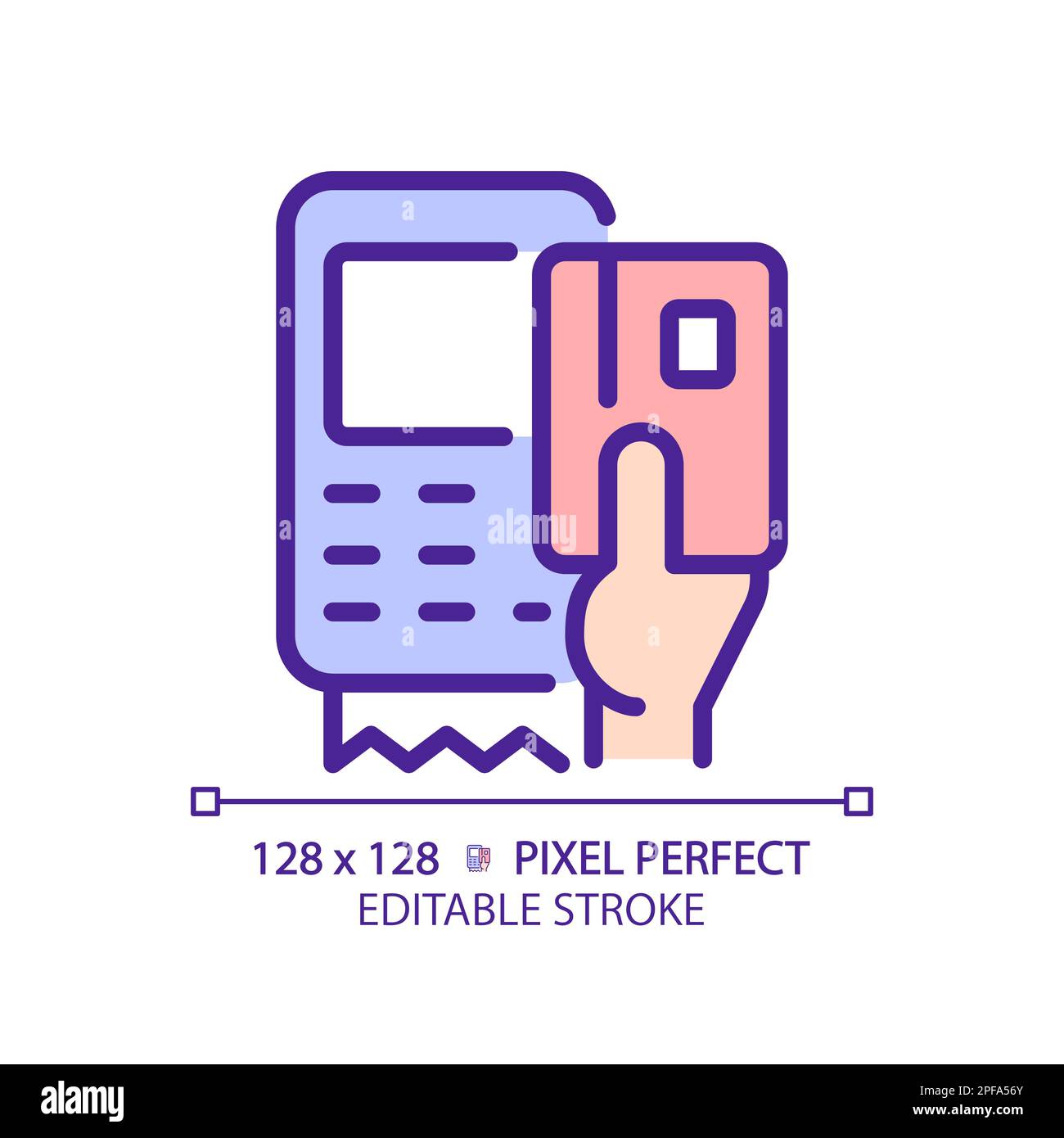 Hand with EDC device pixel perfect RGB color icon Stock Vector