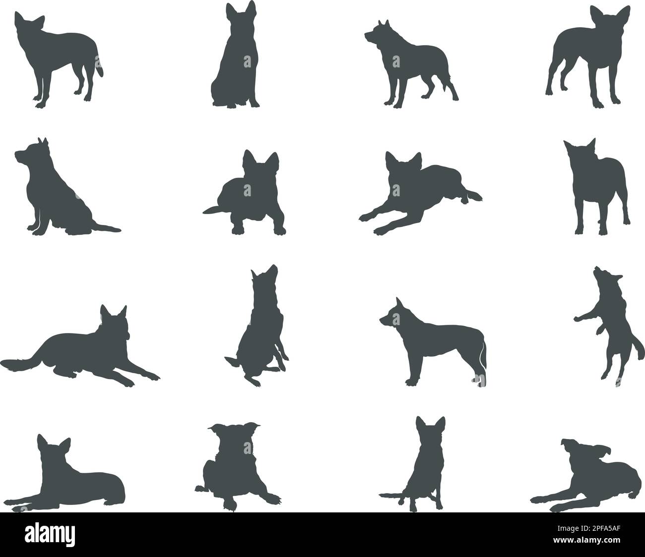 Australian cattle dog silhouettes, Australian cattle silhouettes
