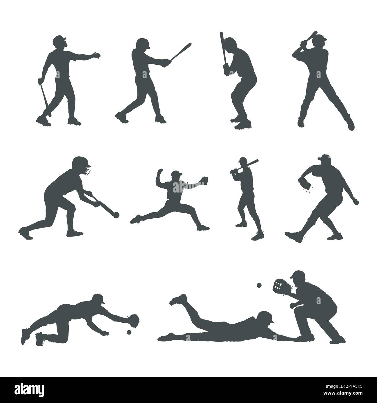Baseball player silhouette collection, Baseball player silhouettes