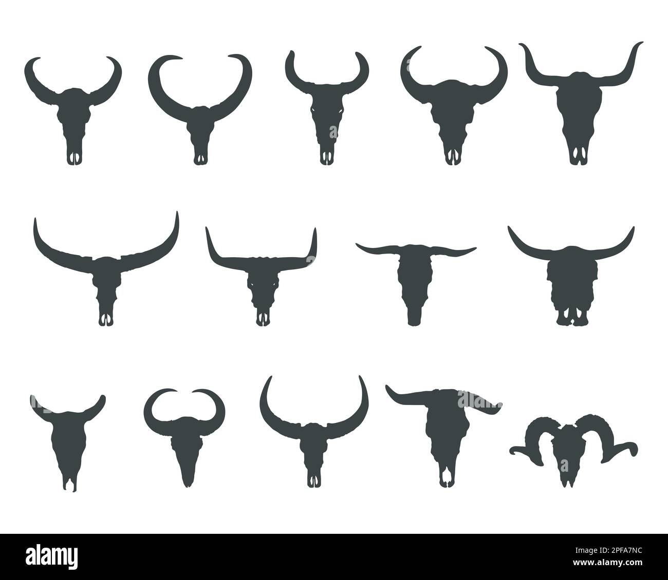 Skull bull silhouette, Buffalo skull silhouettes, Horns and skull silhouette,  Bull skull svg, Bison skulls silhouette Stock Vector