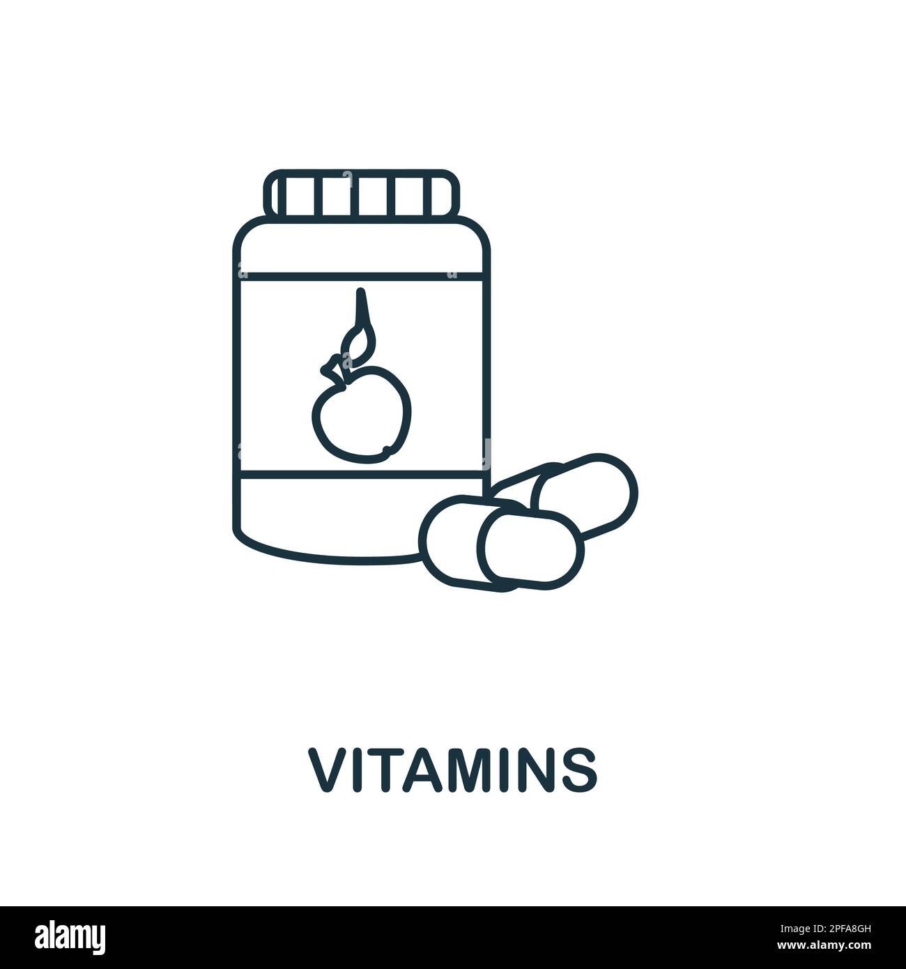 Vitamins line icon. Monochrome simple Vitamins outline icon for templates, web design and