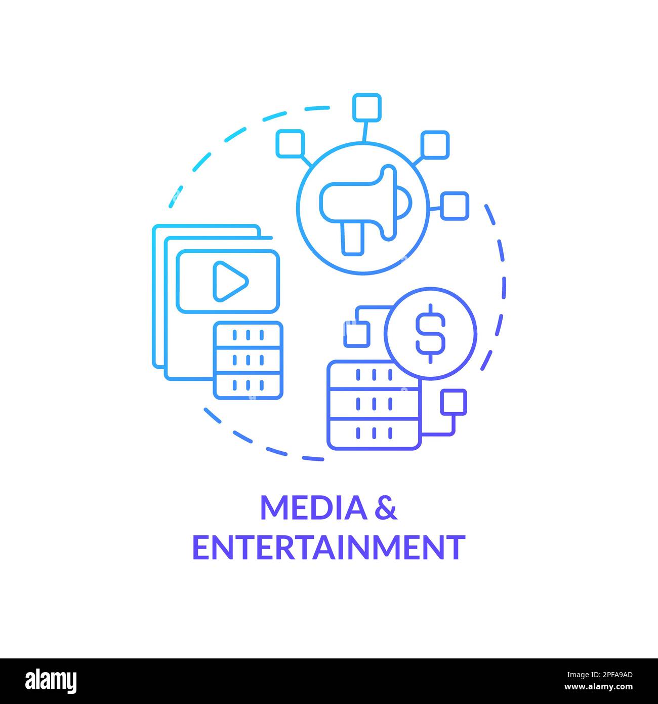 Media and entertainment blue gradient concept icon Stock Vector