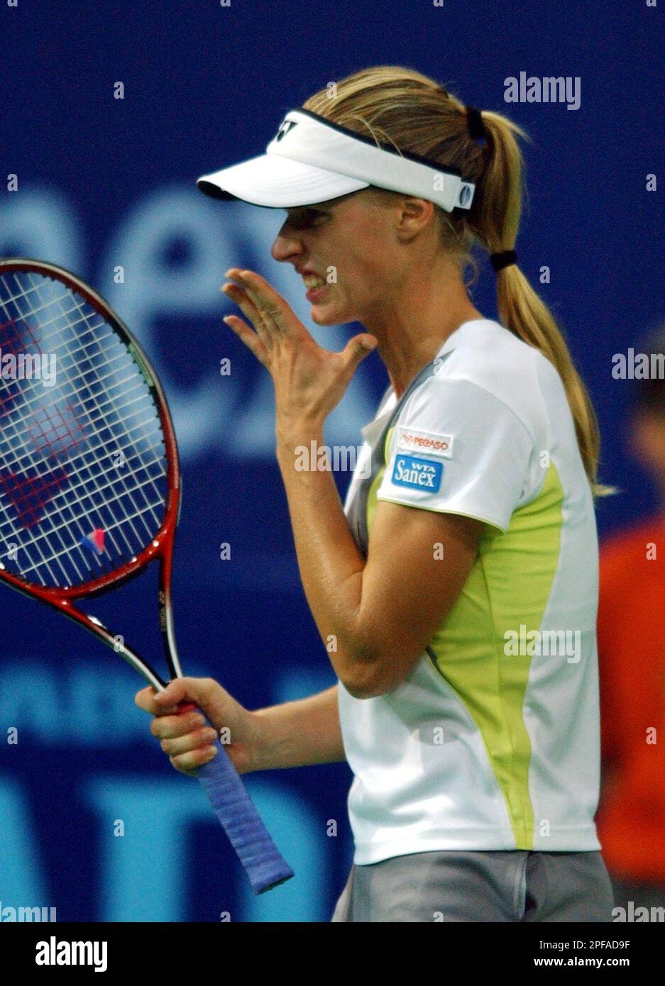 Russia's Elena Dementieva reacts during her game against Slovakia's ...