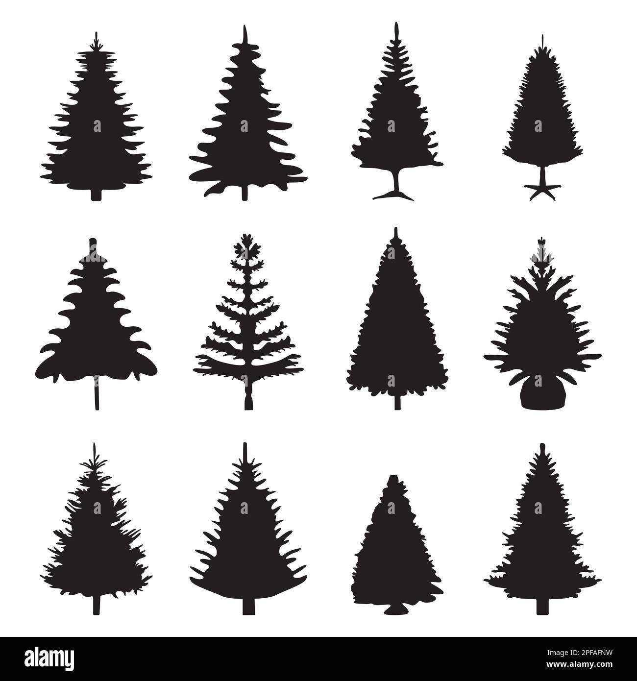 Christmas tree silhouettes, Christmas tree silhouette collection Stock Vector Image & Art - Alamy