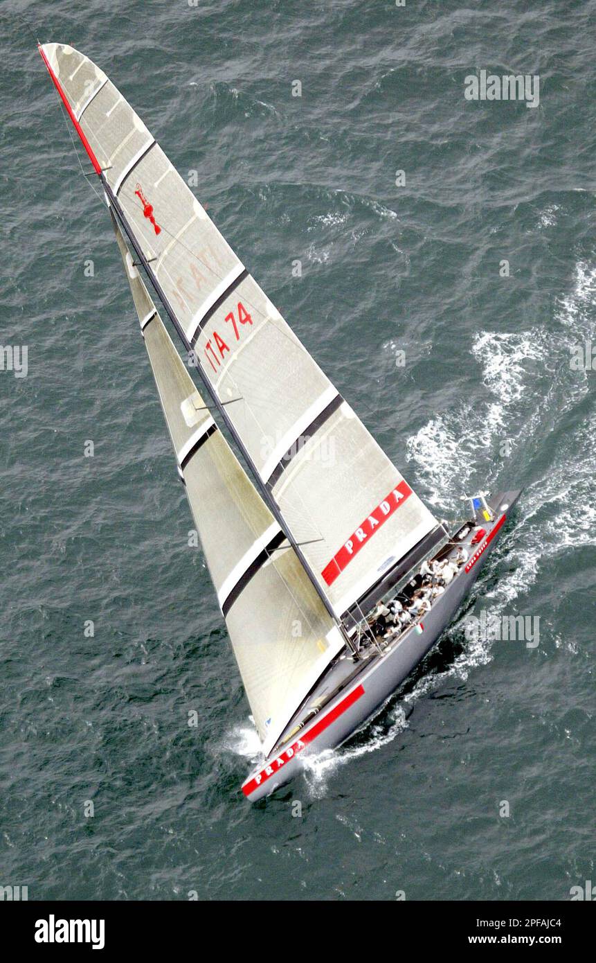 Italy s Luna Rossa of the Prada Challenge sails during her match