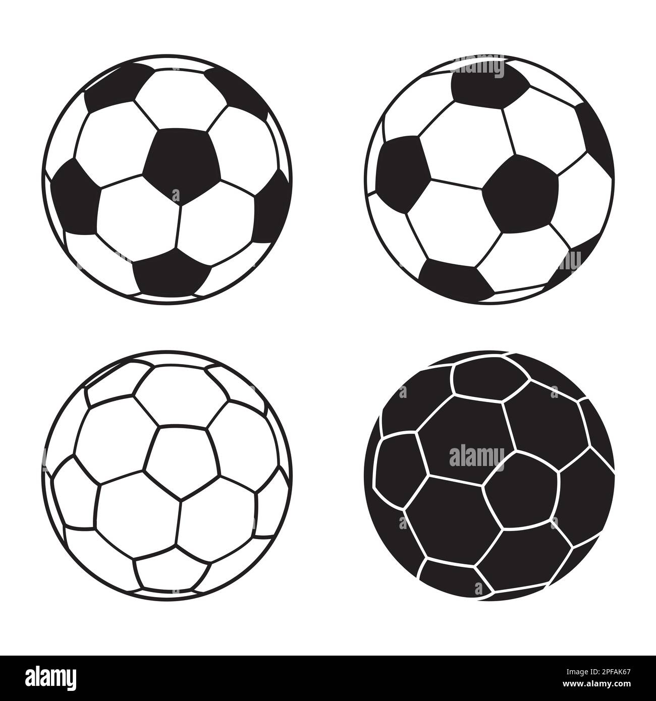 Soccer ball Vector illustration set, Soccer ball icon. Football simple black style, Vector illustration. Football silhouettes, Football vector Stock Vector