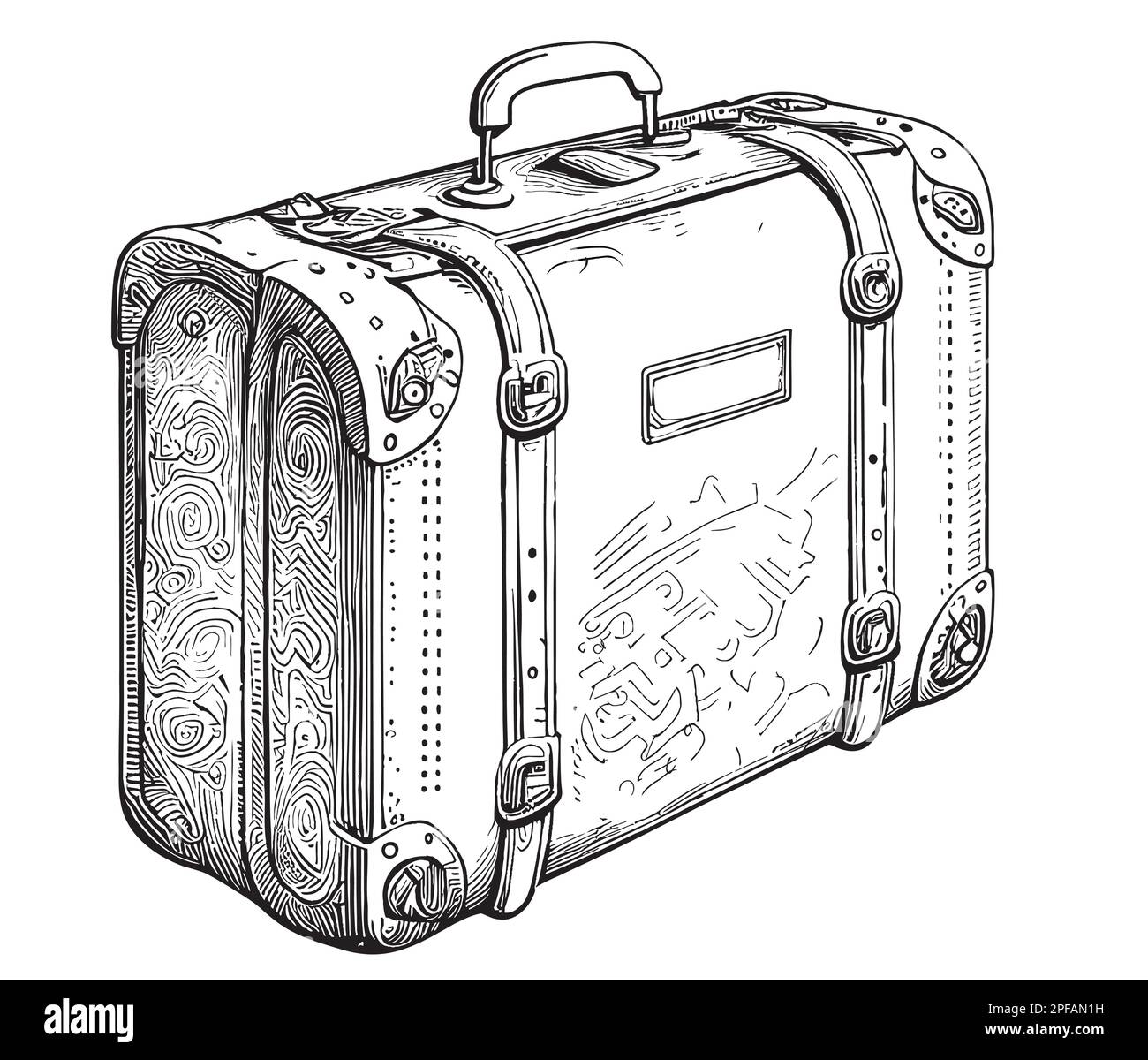 Retro suitcase sketch hand drawn in doodle style illustration Stock