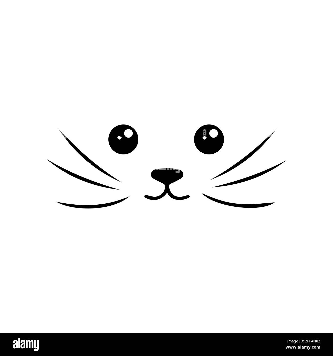 Cute rabbit nose minimalist black on white vector illustration. Cute rabbit icon. Animal nose and teeth logo for veterinarian or pet shop. Stock Vector