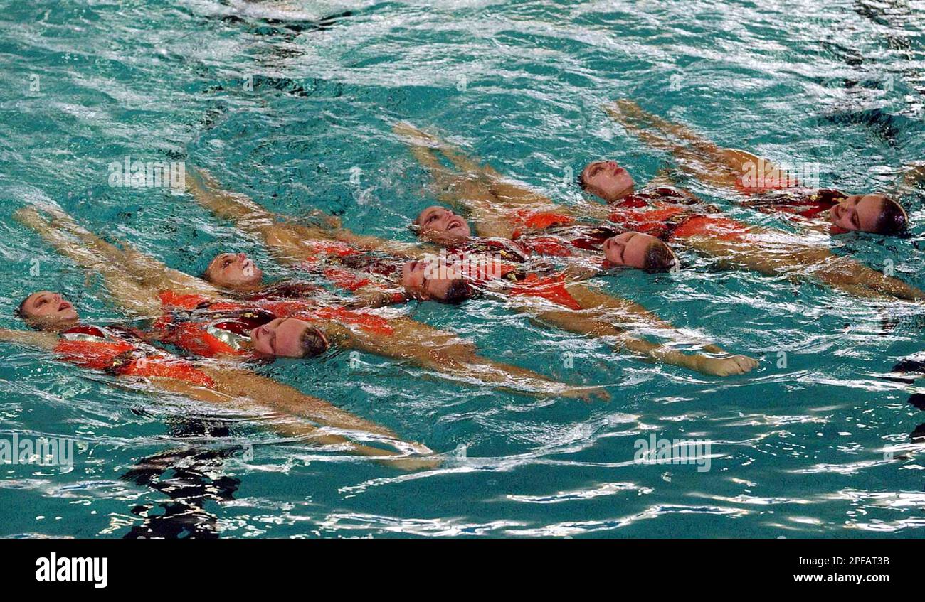 The Russian Team perform at the FINA Synchron Swimming World Cup in ...