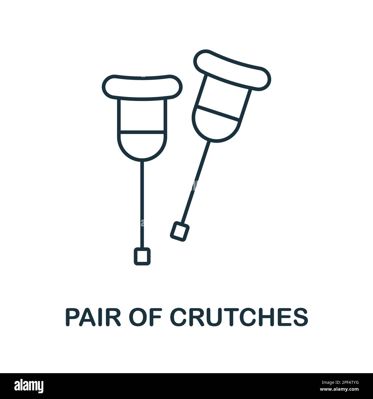Pair Of Crutches line icon. Simple element from healthcare collection