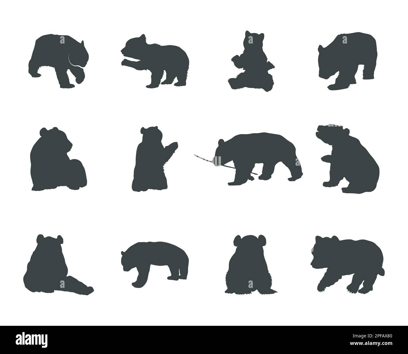 Panda silhouettes, Giant panda silhouettes, Panda svg bundle Stock Vector