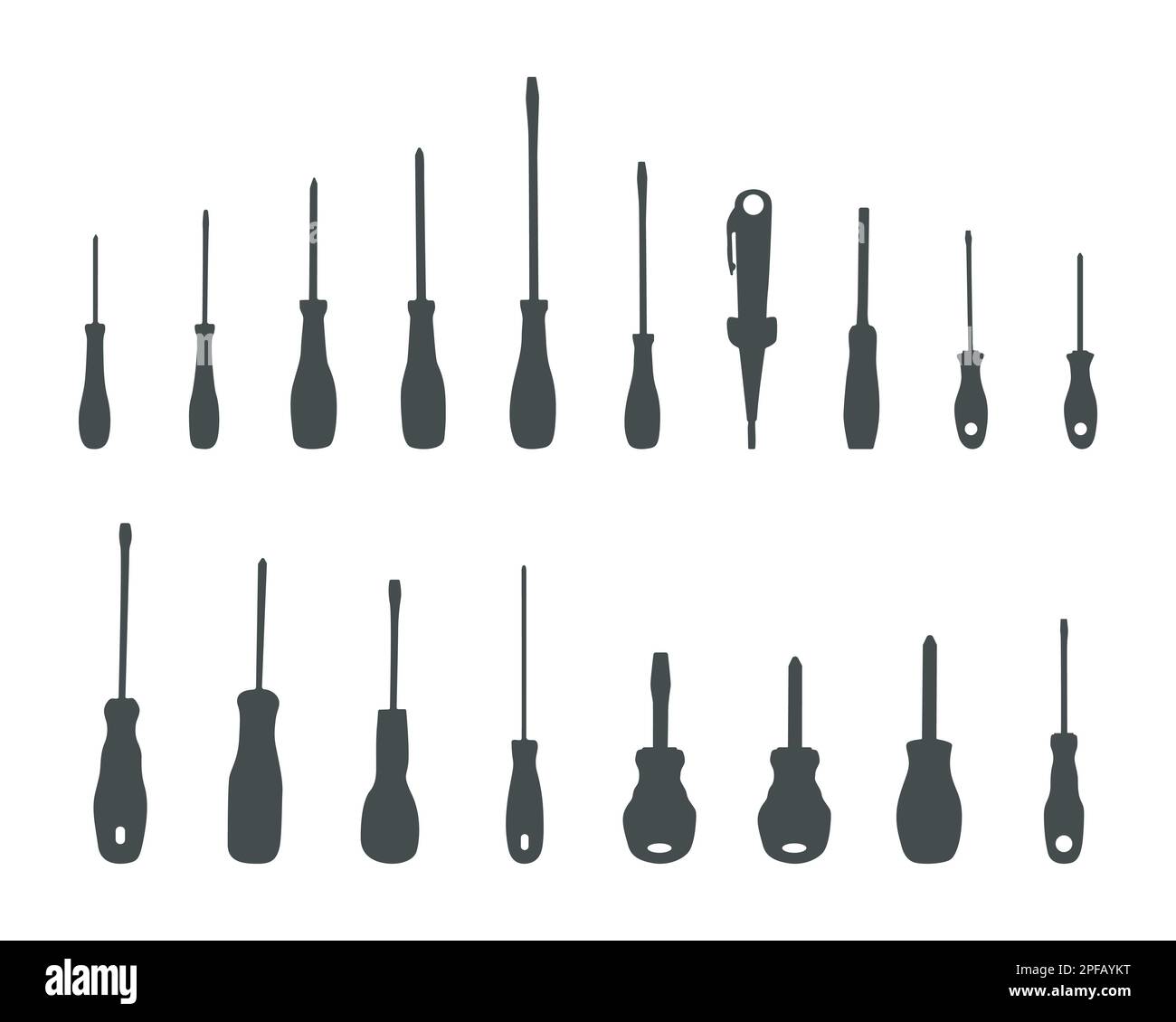Screwdriver silhouettes, Screwdrivers vector Stock Vector Image & Art