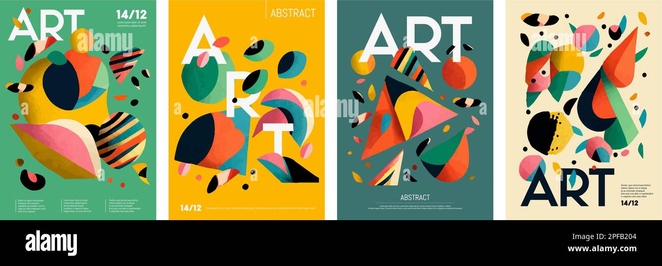 Collection of abstract modern art posters illustration. Set of