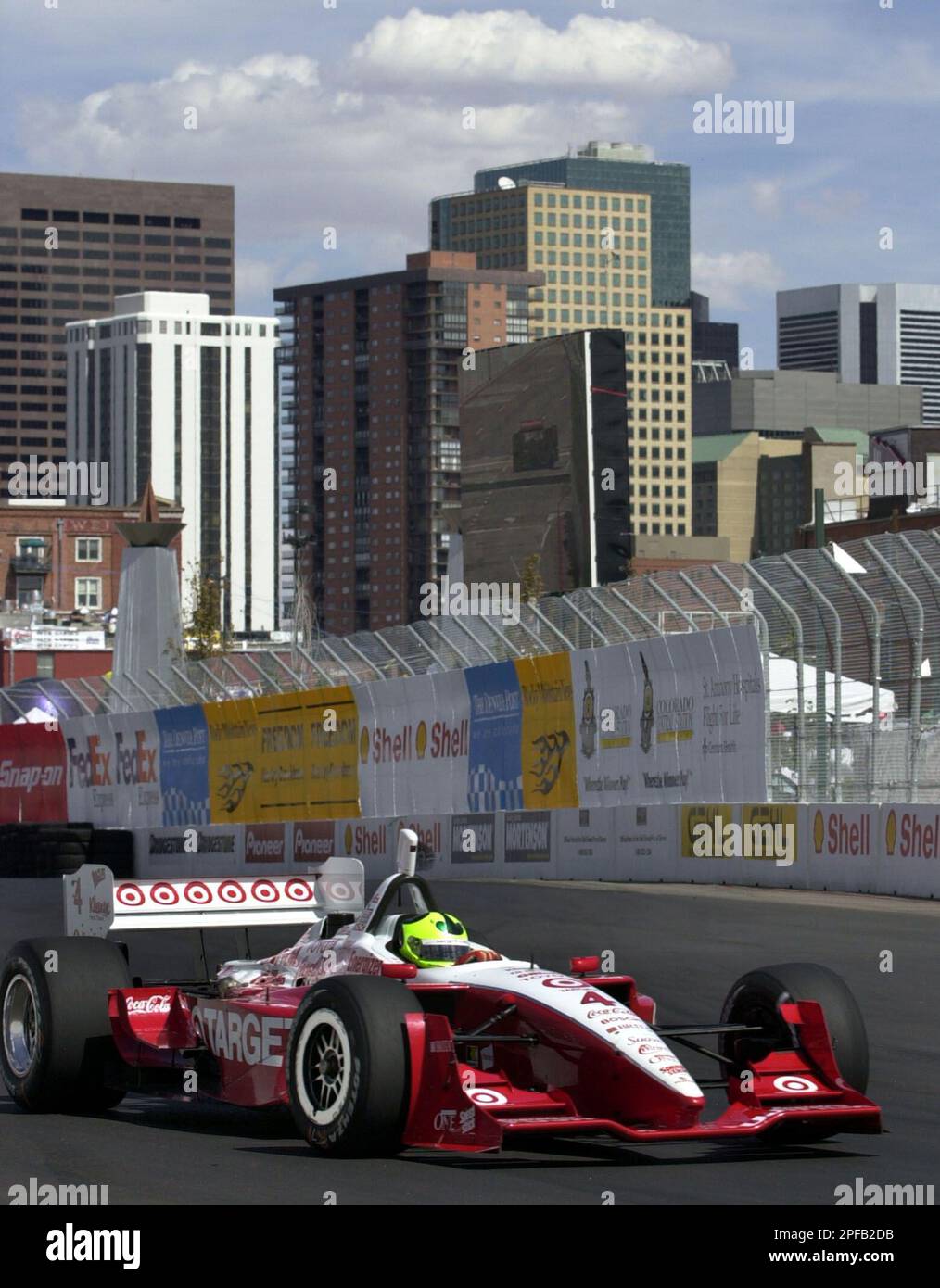 Brazilian racer Bruno Junqueira drives his Toyota-powered race car ...