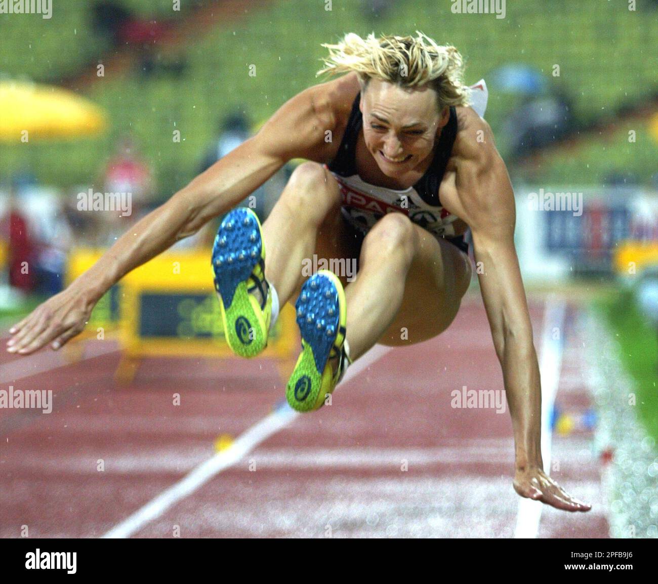 German Heike Drechsler in action during the long jump qualifying at the German Heike Drechsler in action during the long jump qualifying at the