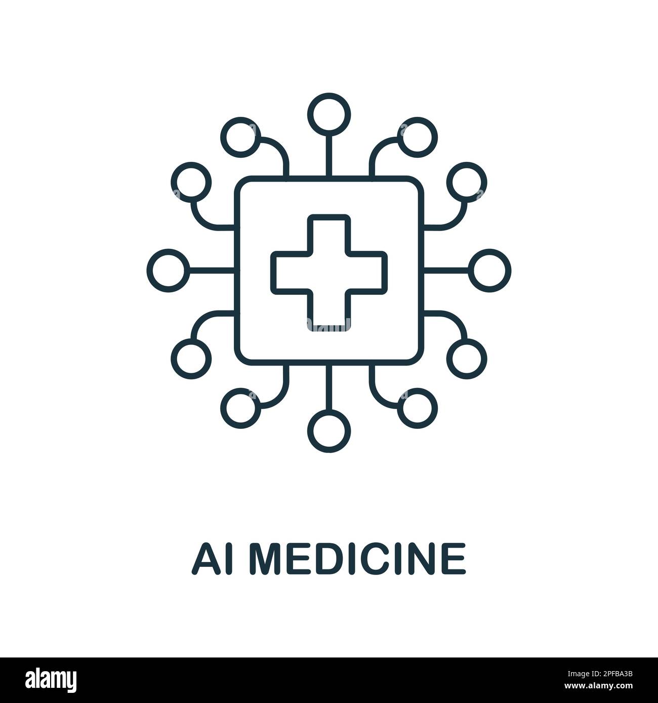 Ai Medicine outline icon. Simple element from healthcare innovations collection. Creative Ai Medicine line icon for web design, templates Stock Vector