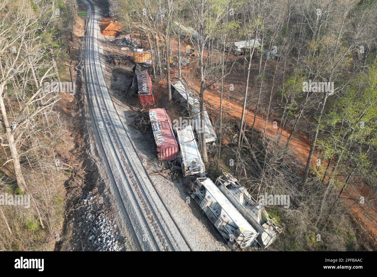 Calhoun County, AL, USA. 16th Mar, 2023. View of the clean up after a Norfolk Southern train