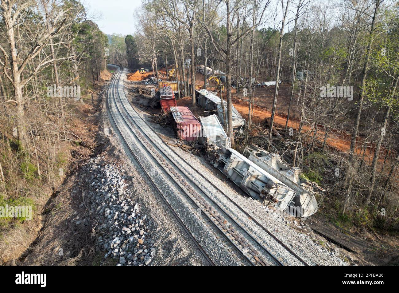 Calhoun County, AL, USA. 16th Mar, 2023. View of the clean up after a Norfolk Southern train