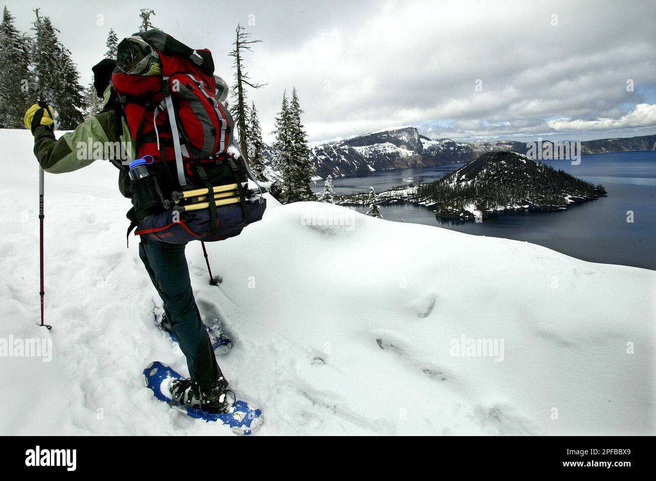 Darren Petersen of San Francisco, Ca., begins a week long snow shoe