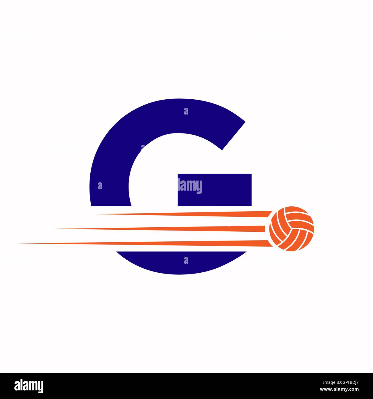 Initial Letter G Volleyball Logo Design Sign. Volleyball Sports Logotype Stock Vector