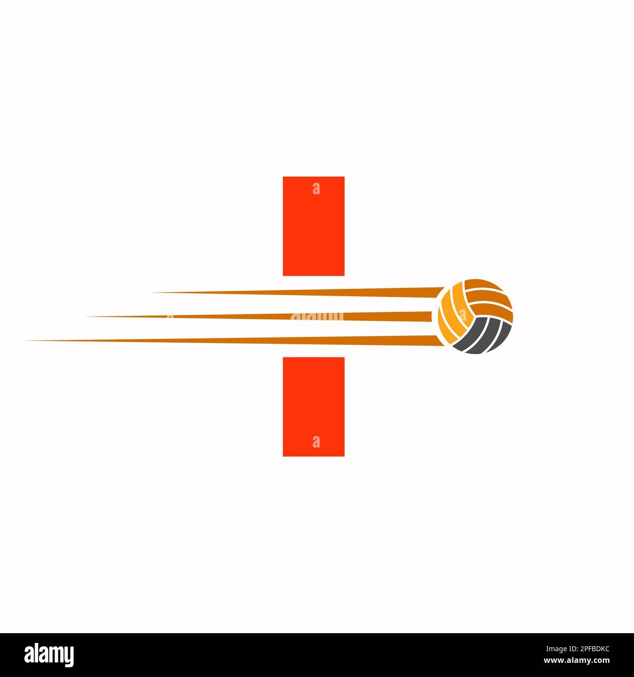 Initial Letter I Volleyball Logo Design Sign. Volleyball Sports Logotype Stock Vector