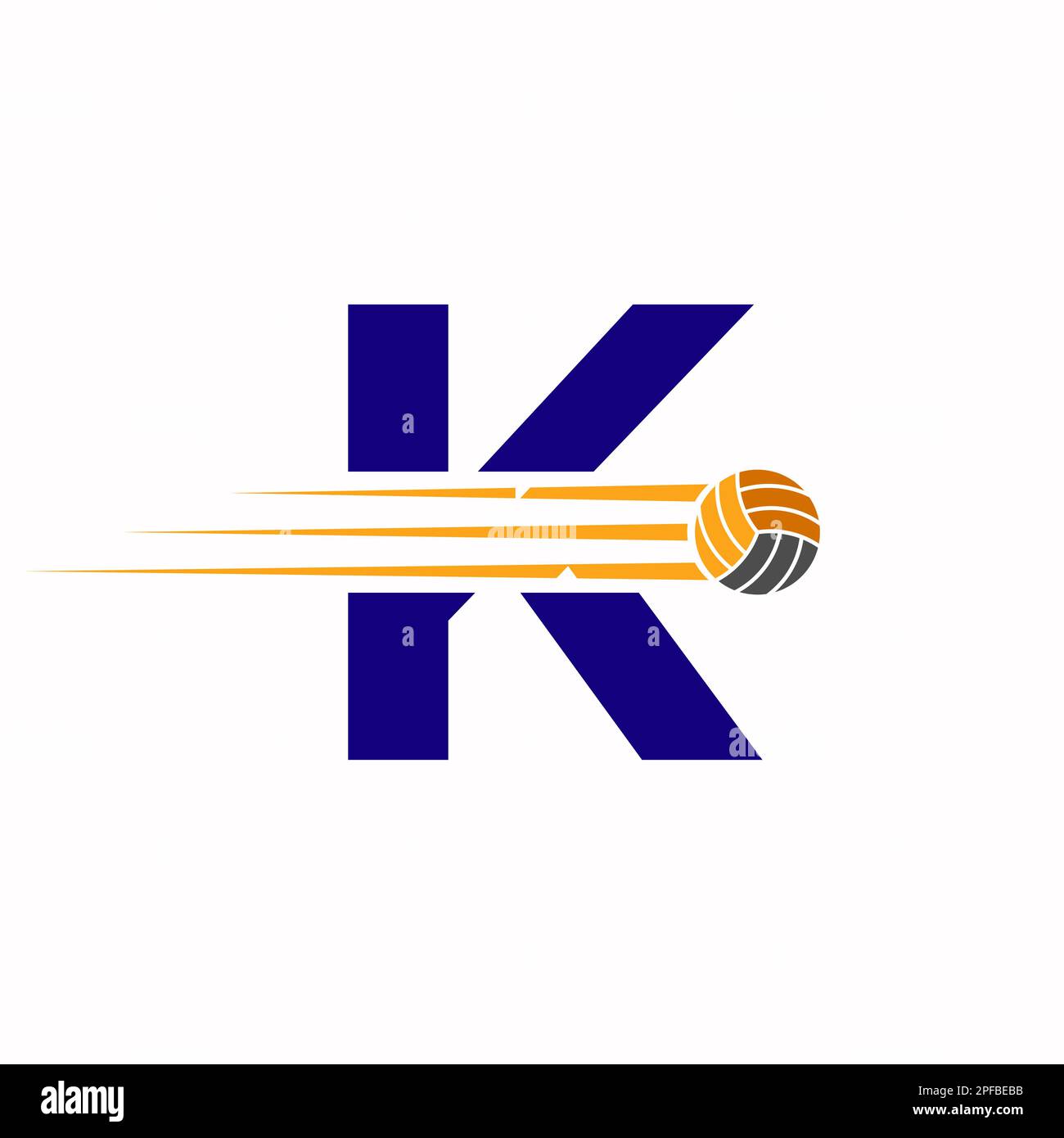 Initial Letter K Volleyball Logo Design Sign. Volleyball Sports Logotype Stock Vector