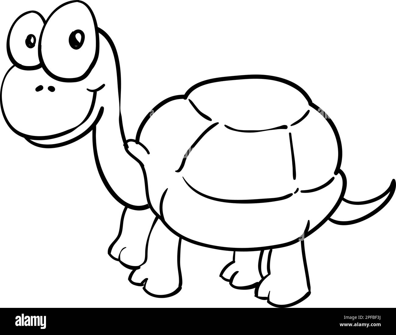 Vector illustration of a cartoon turtle  for coloring book Stock Vector