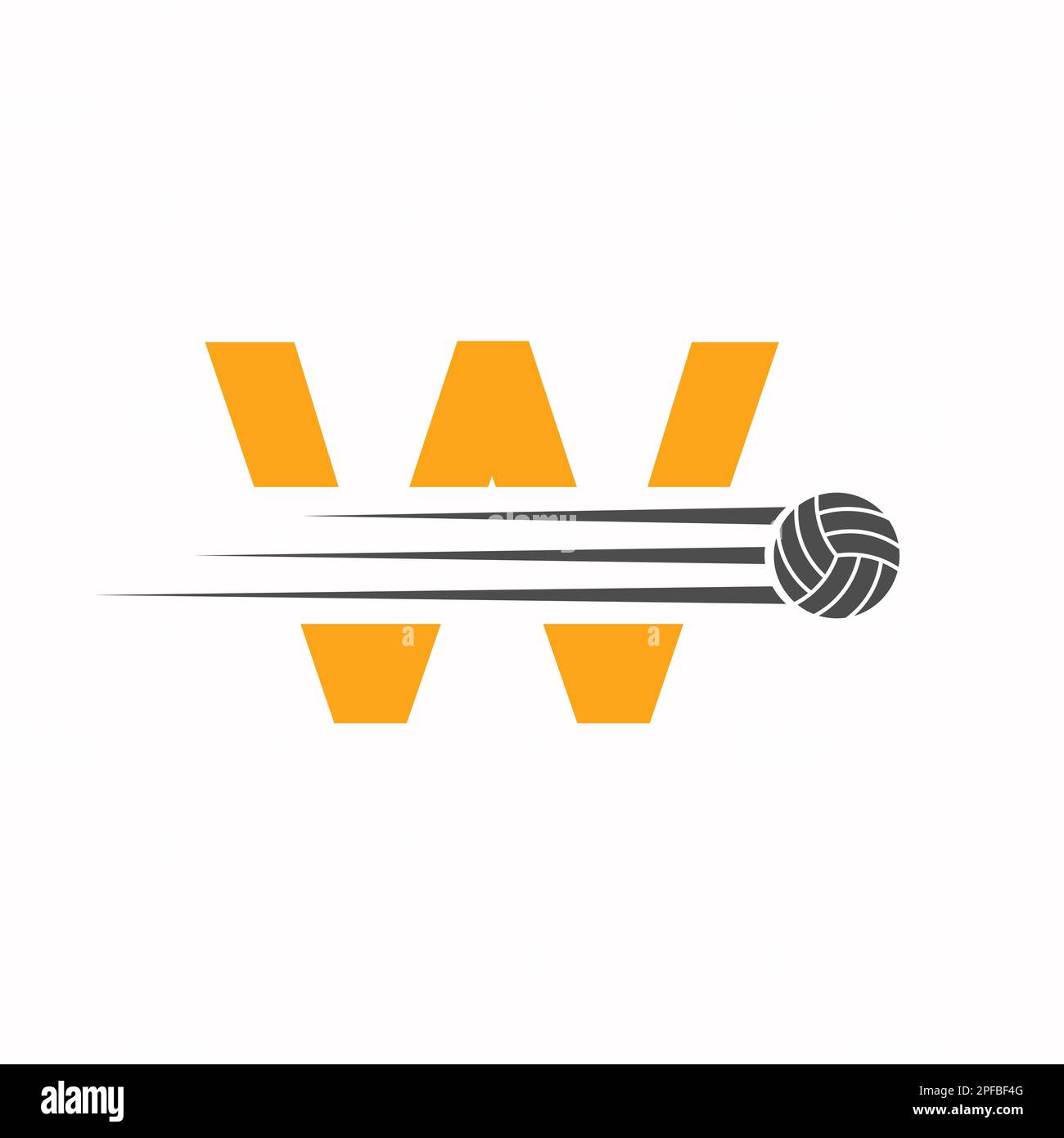 Initial Letter W Volleyball Logo Design Sign. Volleyball Sports Logotype Stock Vector