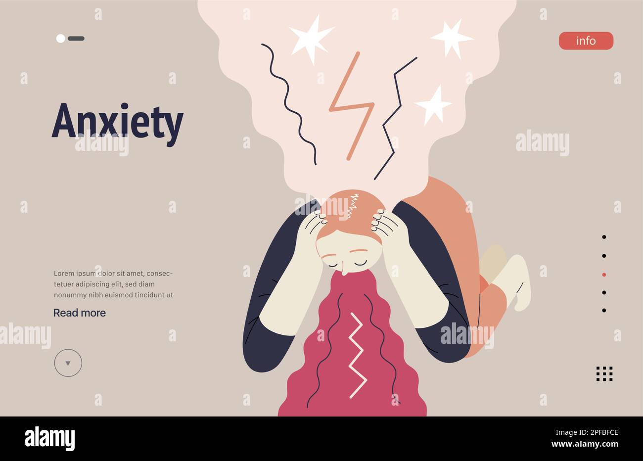 Mental disorders template. Anxiety modern flat vector illustration