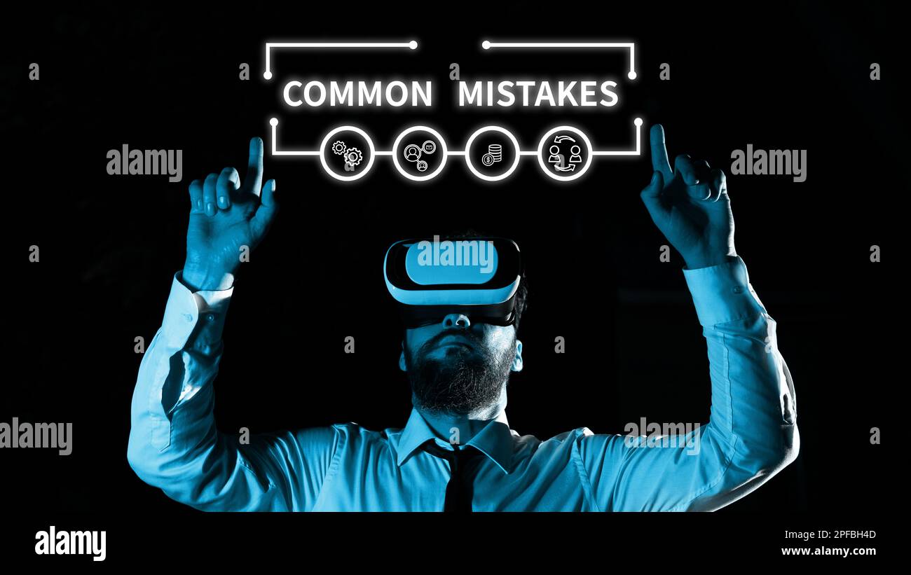 Text caption presenting Common Mistakes. Internet Concept actions that ...