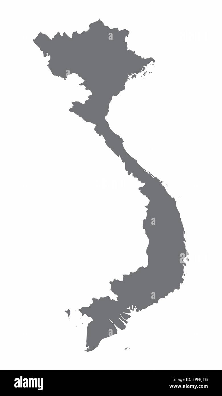 Vietnam map silhouette isolated on white background Stock Vector Image ...