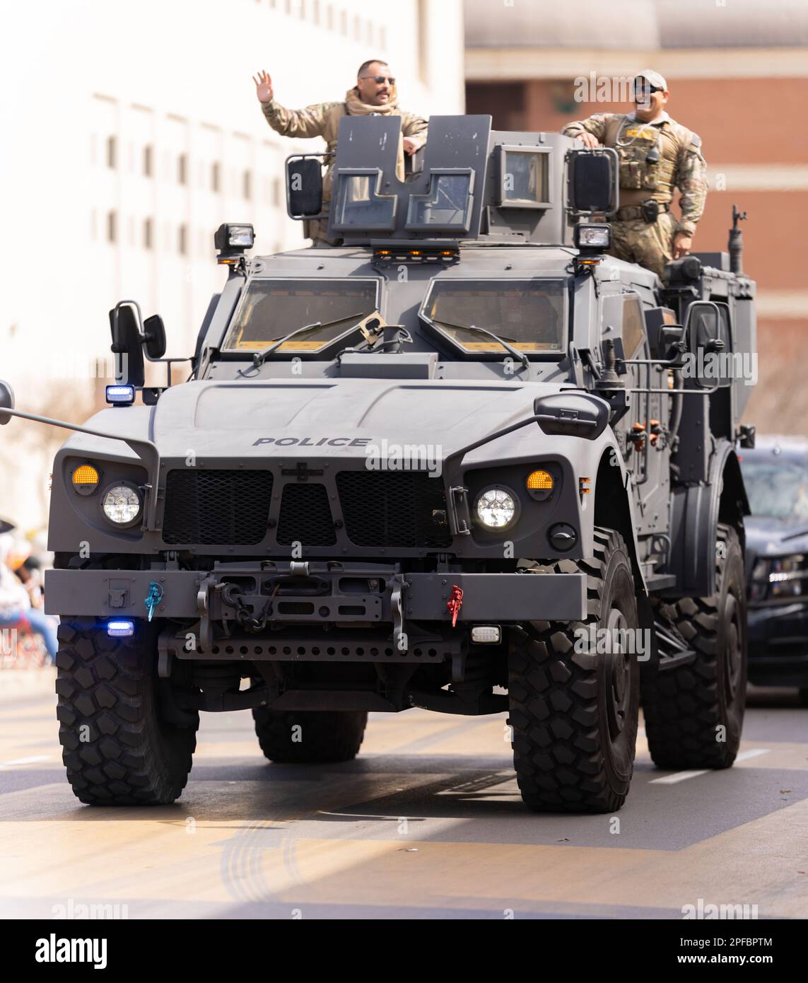 male member of the Texas Department of Public Safety SWAT Team, division Texas  Rangers sits in armored vehicle during exercise Stock Photo - Alamy