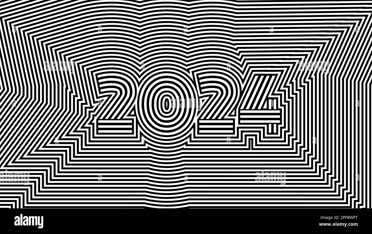 2024 Logo Black And White Stock Photos Images Alamy   2024 New Year Card Geometric Black And White Optical Illusion Calendar Header 2PFBWFT 