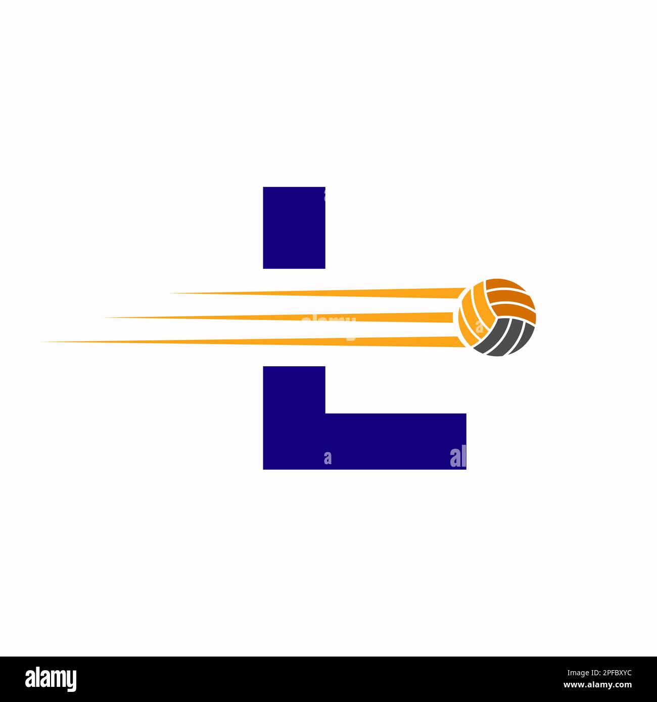 Initial Letter L Volleyball Logo Design Sign. Volleyball Sports Logotype Stock Vector