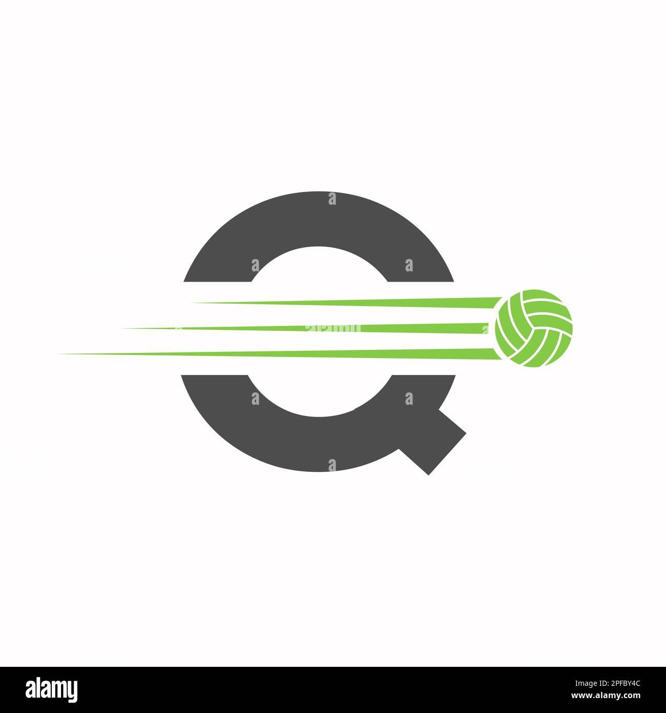 Initial Letter Q Volleyball Logo Design Sign. Volleyball Sports Logotype Stock Vector