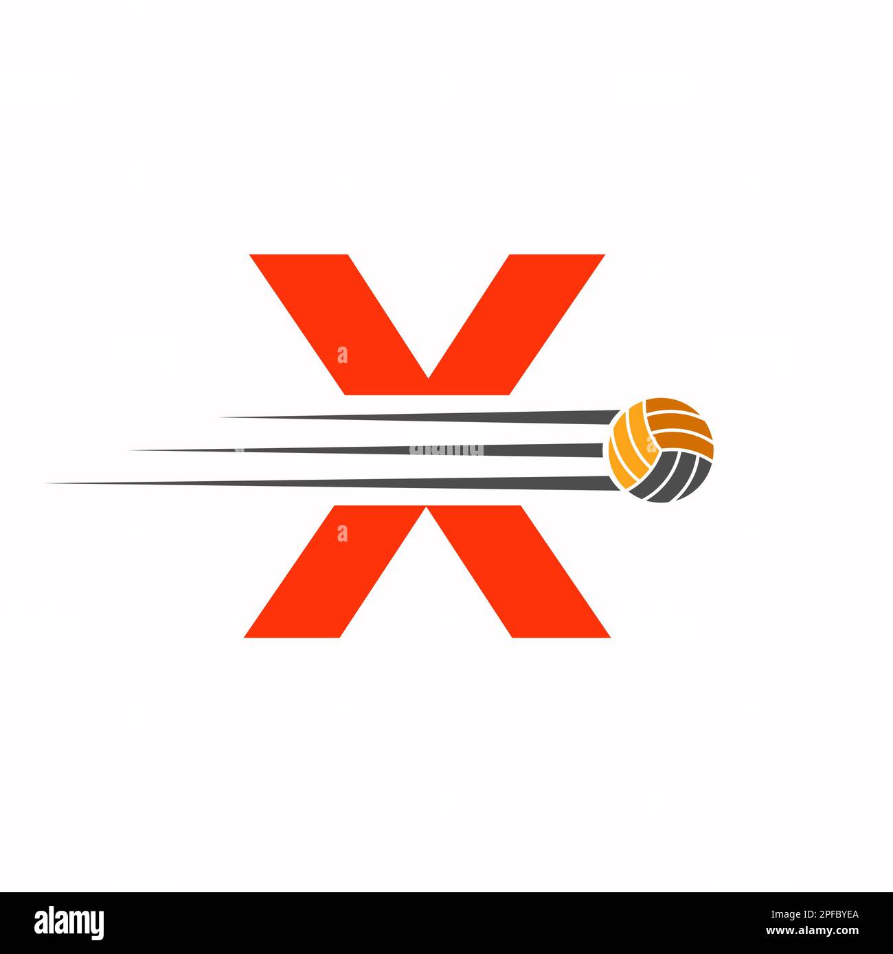 Initial Letter X Volleyball Logo Design Sign. Volleyball Sports Logotype Stock Vector