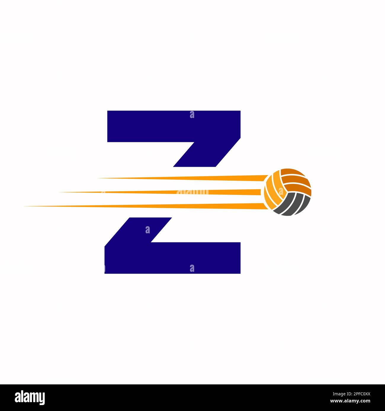 Initial Letter Z Volleyball Logo Design Sign. Volleyball Sports Logotype Stock Vector