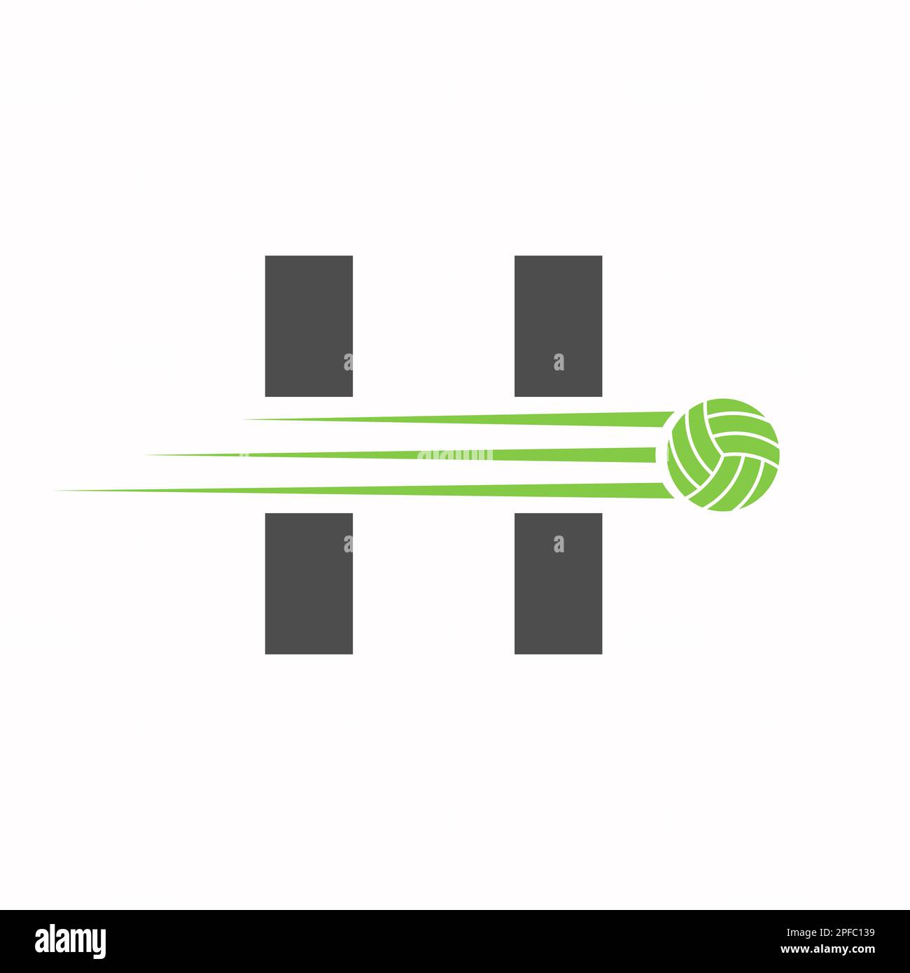 Initial Letter H Volleyball Logo Design Sign. Volleyball Sports Logotype Stock Vector
