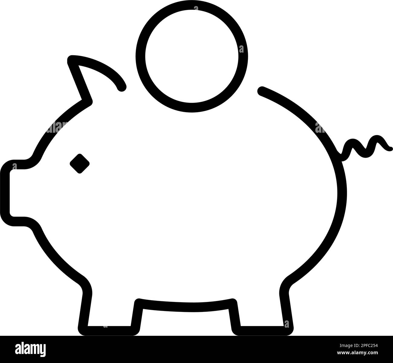 Modern icon of a Piggy bank with coin. Outline style Vector