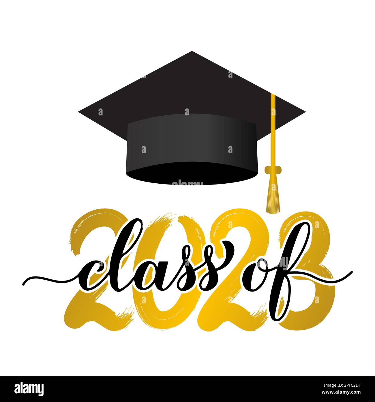 Class of 2023 lettering with graduation hat. Congratulations to ...