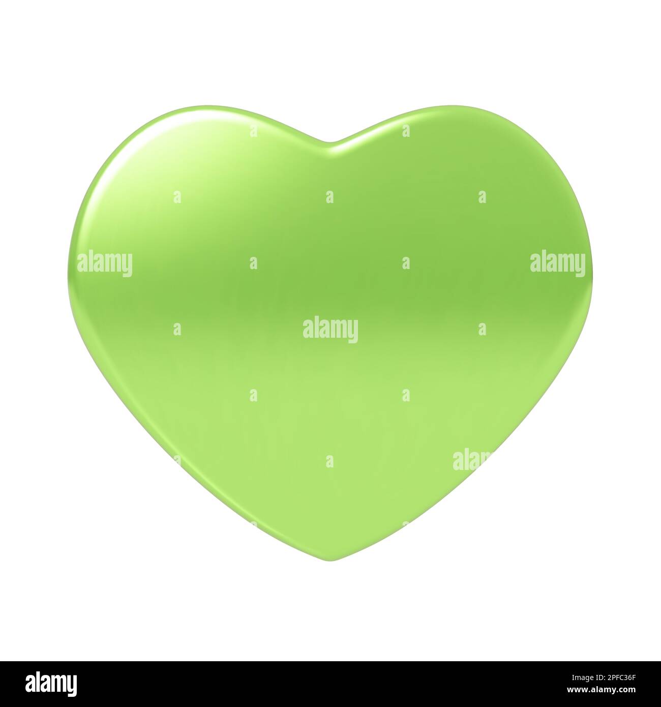 Glossy green yellow heart isolated on white background. Highly detailed