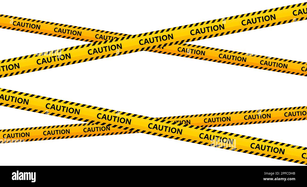 Crossed caution tape stripes. Yellow and black warning tape