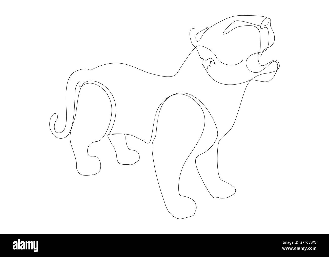 One continuous line of Tiger. Thin Line Illustration vector concept. Contour Drawing Creative ideas. Stock Vector