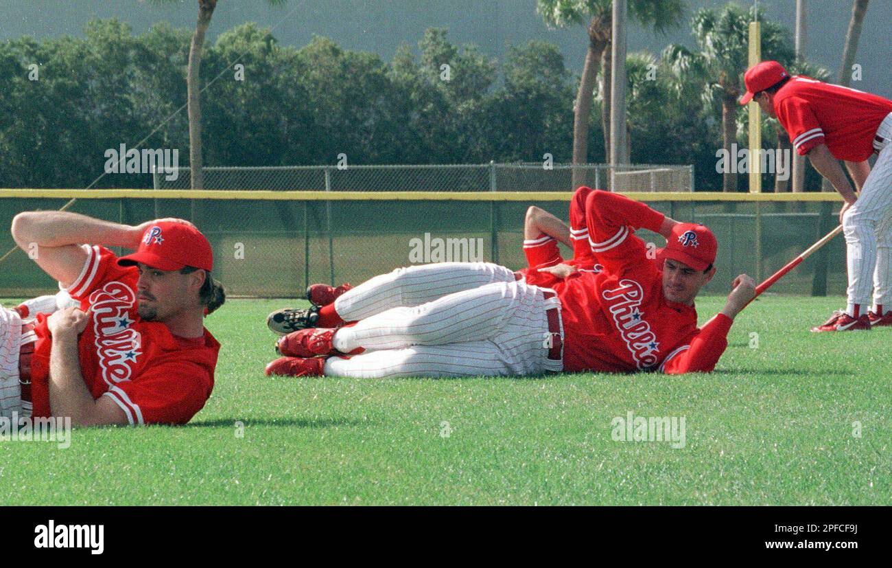 Philadelphia Phillies pitchers Scott Aldred, left, and Andy Ashby