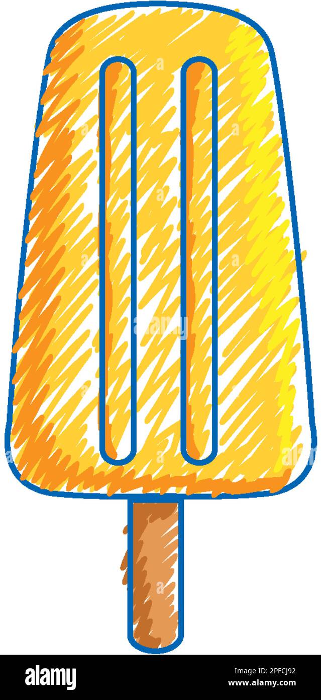 Ice cream in pencil colour sketch simple style illustration Stock