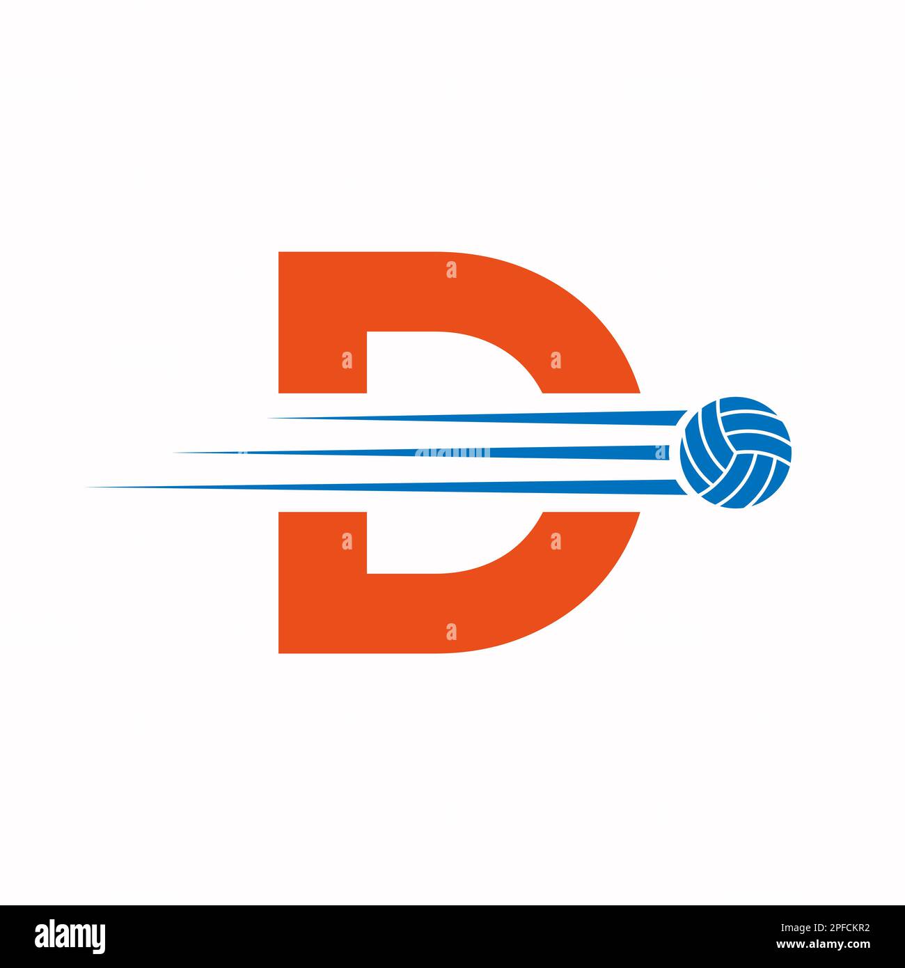 Initial Letter D Volleyball Logo Design Sign. Volleyball Sports Logotype Stock Vector