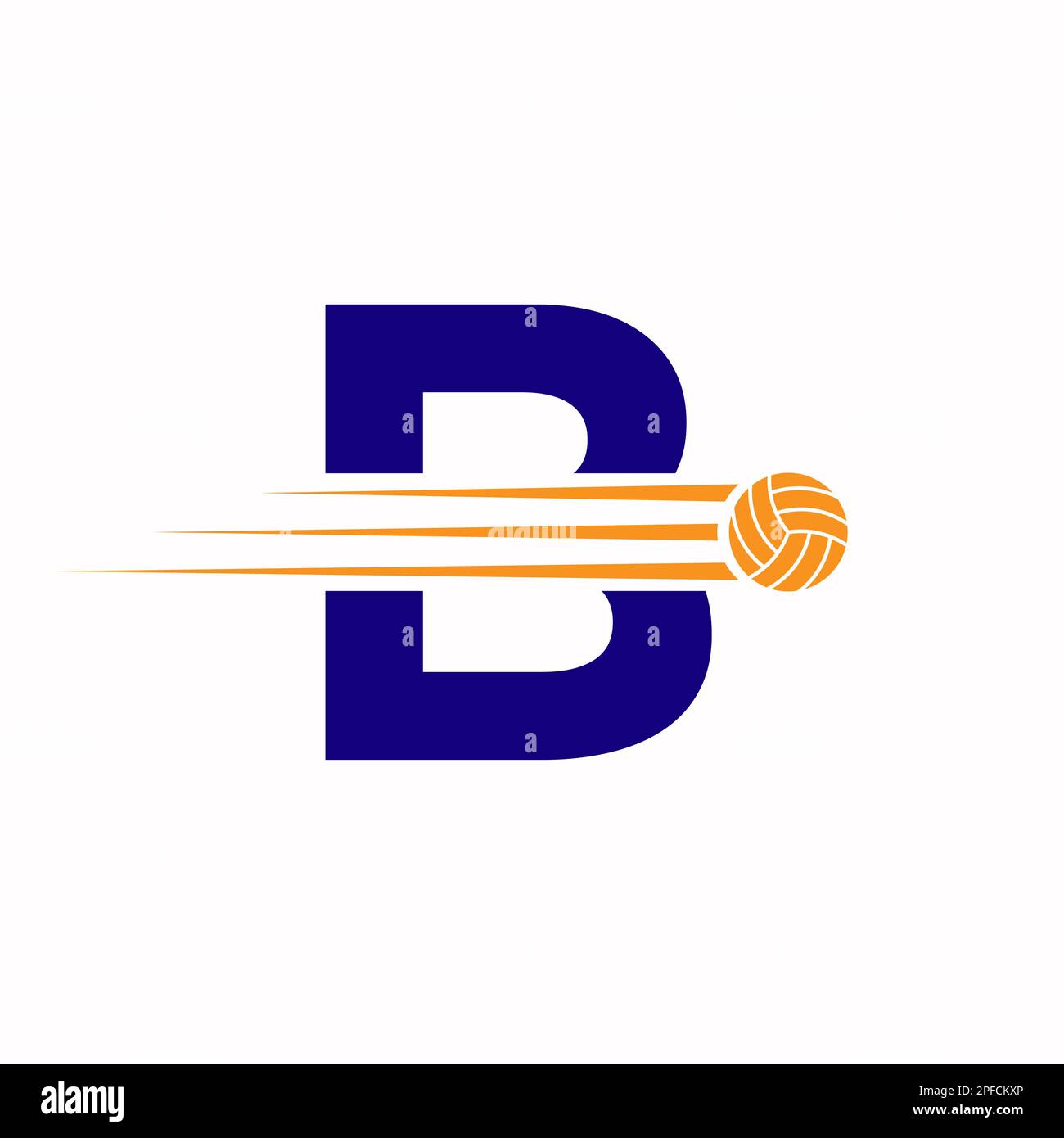 Initial Letter B Volleyball Logo Design Sign. Volleyball Sports Logotype Stock Vector