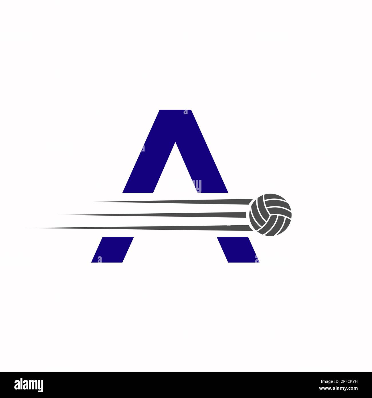 Initial Letter A Volleyball Logo Design Sign. Volleyball Sports Logotype Stock Vector