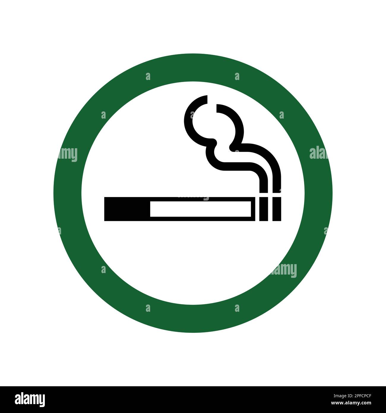 classic simple smoking allowed sign symbol green black and white vector isolated on white