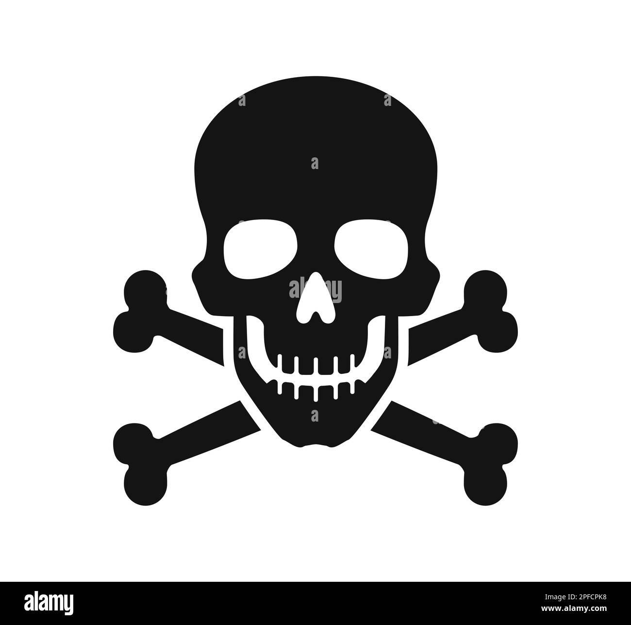 classic skull and crossbones symbol silhouette isolated on white background vector Stock Vector